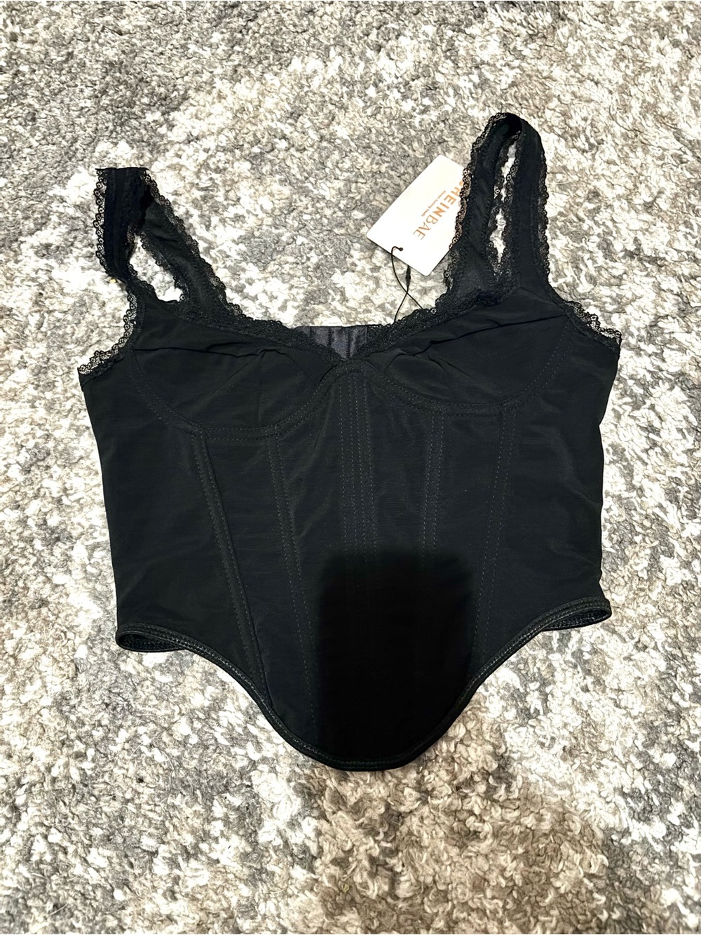 Black Lace-Trim Corset Top